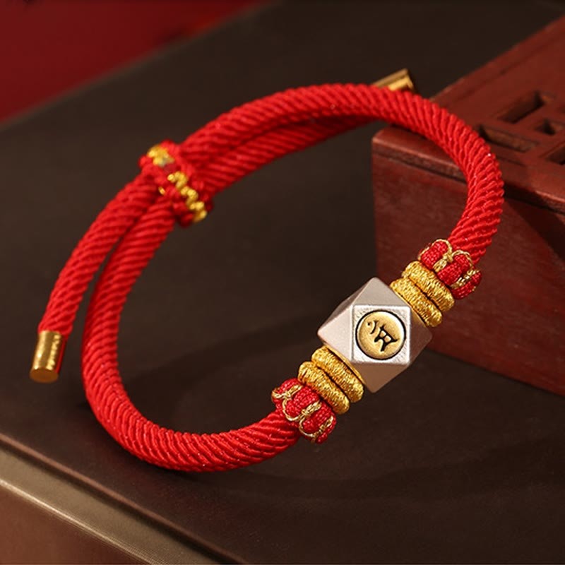 999 Sterling Silver Chinese Zodiac Natal mystic zen Red Rope Luck Strength Handcrafted Kids Bracelet