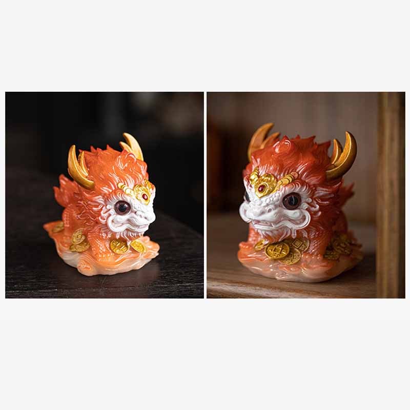 Color Changing Small Kirin Resin Tea Pet Home Figurine Decoration