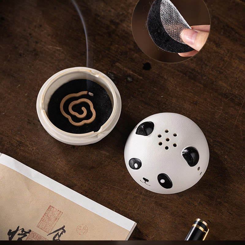 Cute Panda Healing Ceramic Incense Burner Desk Decoration