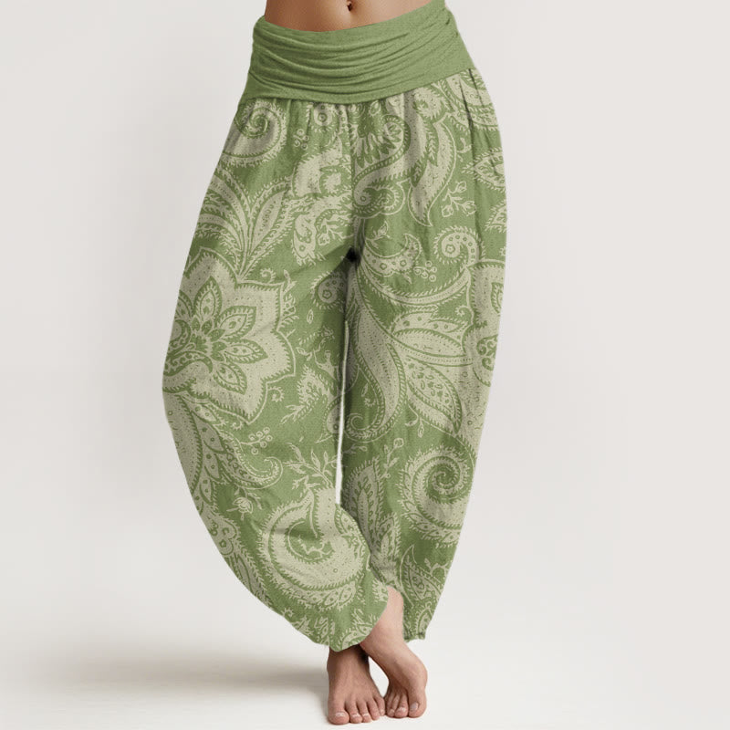 Flowers Paisley Patterns Women's Elastic Waist Harem Pants
