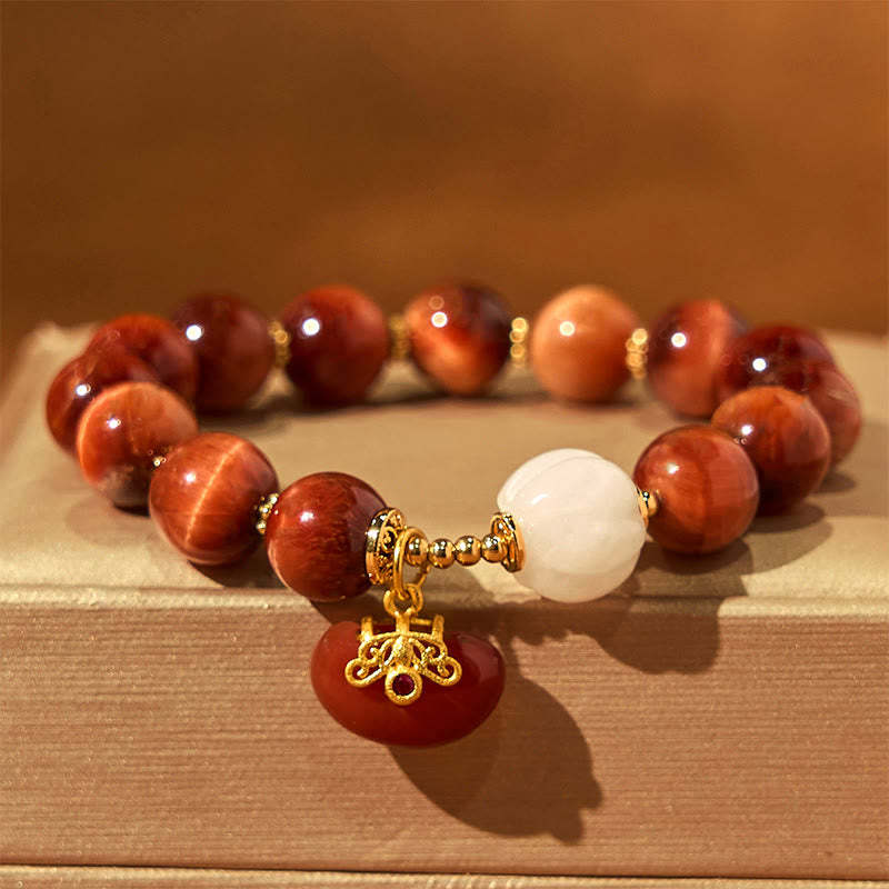 Natural Red Tiger Eye Pumpkin Calm Bracelet