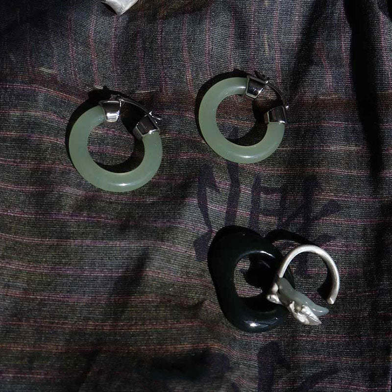 Round Jade White Jade Prosperity Earrings