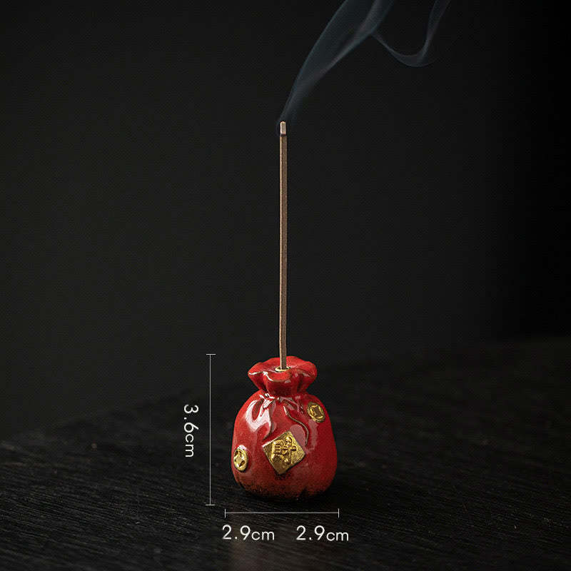 Small Treasure Bowl Lucky Bag Bagua Tray Healing Ceramic Stick Incense Burner Decoration