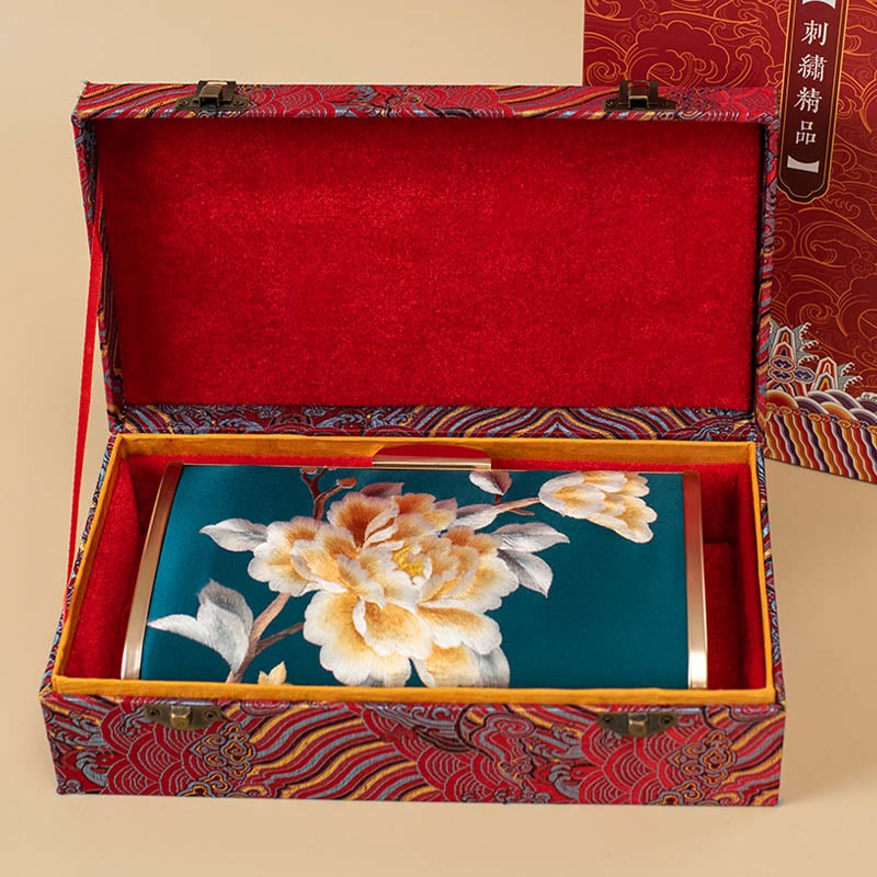 Carnation Peony Begonia Su Embroidery Wedding Shopping Purse Handbag Crossbody Bag