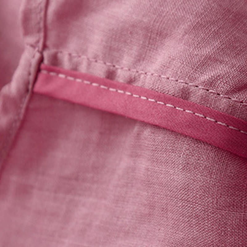Casual Plain Loose Women's V-Neck Design Half Sleeve Cotton Linen Shirt