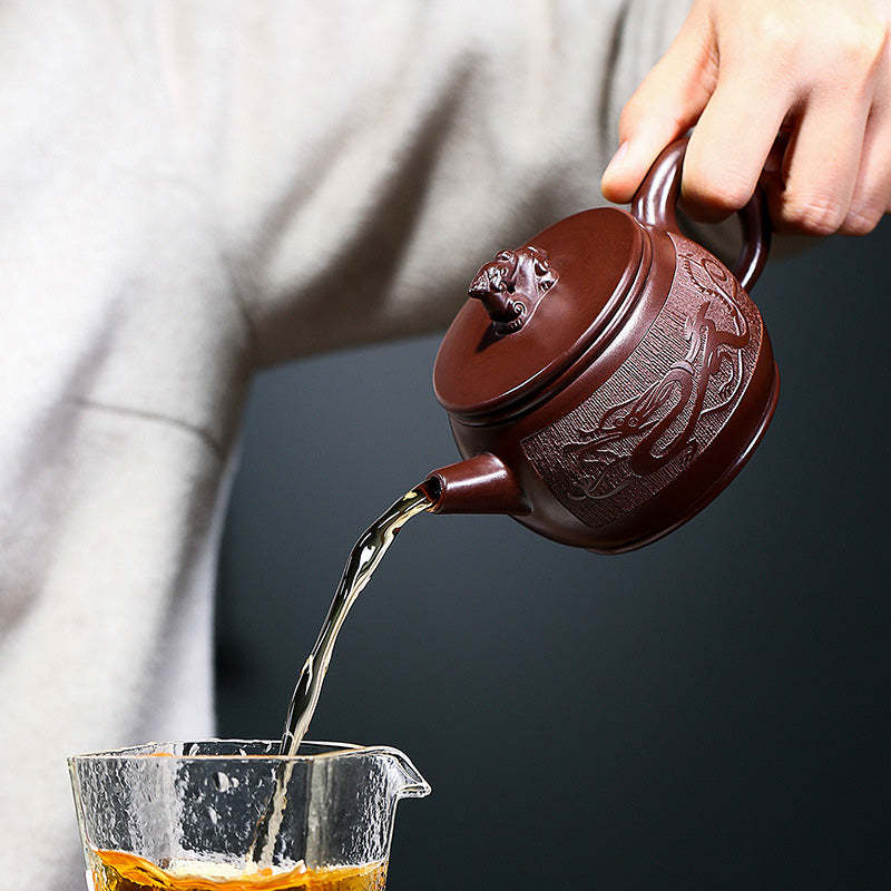 Yixing Handmade Brown Dragon Purple Clay Kung Fu Teapot 240ml