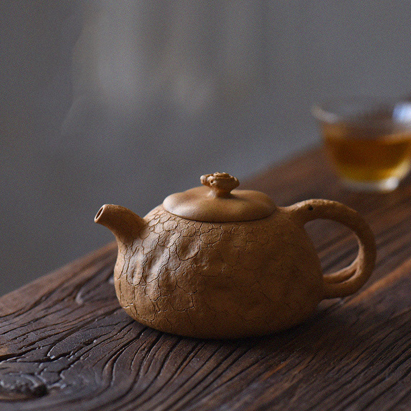 Handmade Vintage Tree Texture Purple Clay Kung Fu Teapot 220ml