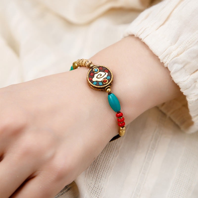 Tibetan Turquoise Om Mani Padme Hum Protection Strength Bracelet