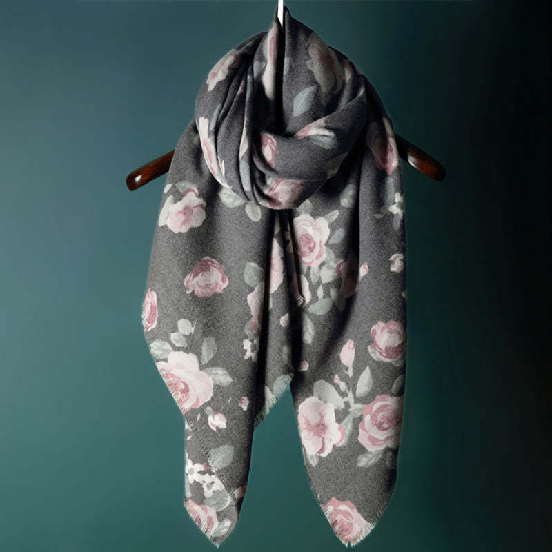 Tibetan Shawl Garden Rose Fall Winter Cozy Travel Scarf Wrap