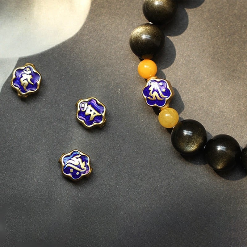 925 Sterling Silver Chinese Zodiac Natal mystic zen Natural Gold Sheen Obsidian Amber Wealth Protection Bracelet