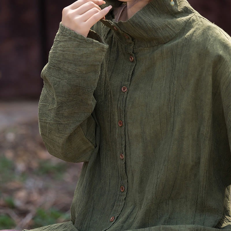 Turtleneck Dyeing Ramie Cotton Chinese Style Cardigan Clothing