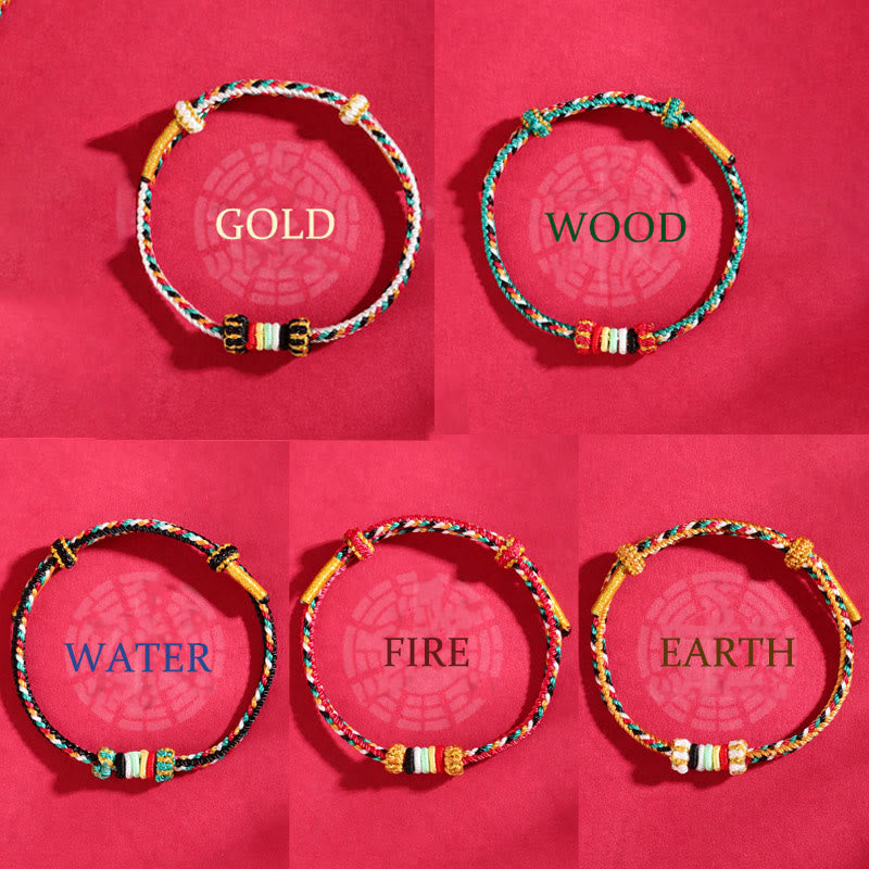 Five Elements Colorful String Completeness Knot Reef Knot Braid Luck Bracelet