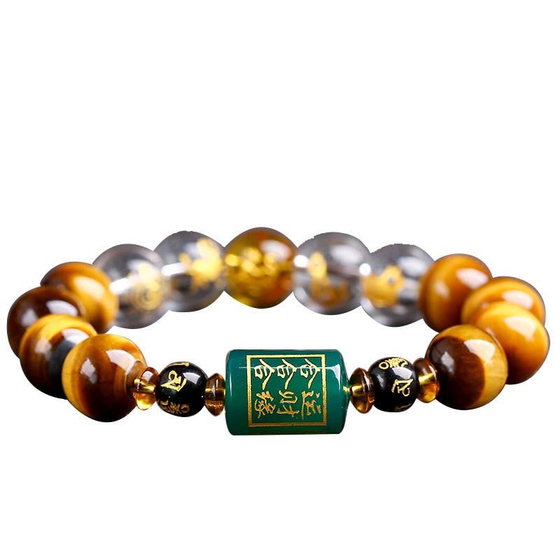 Chinese Zodiac Tiger Eye White Crystal Courage Bracelet
