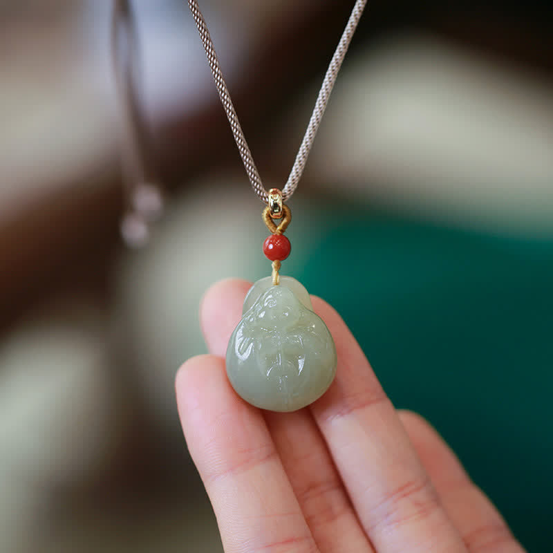 Laughing mystic zen Hetian Jade Wealth Prosperity String Necklace Pendant