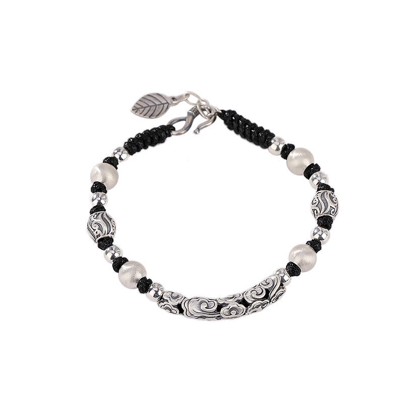 Tibet Handmade Copper 999 Sterling Silver Auspicious Cloud Wealth String Bracelet