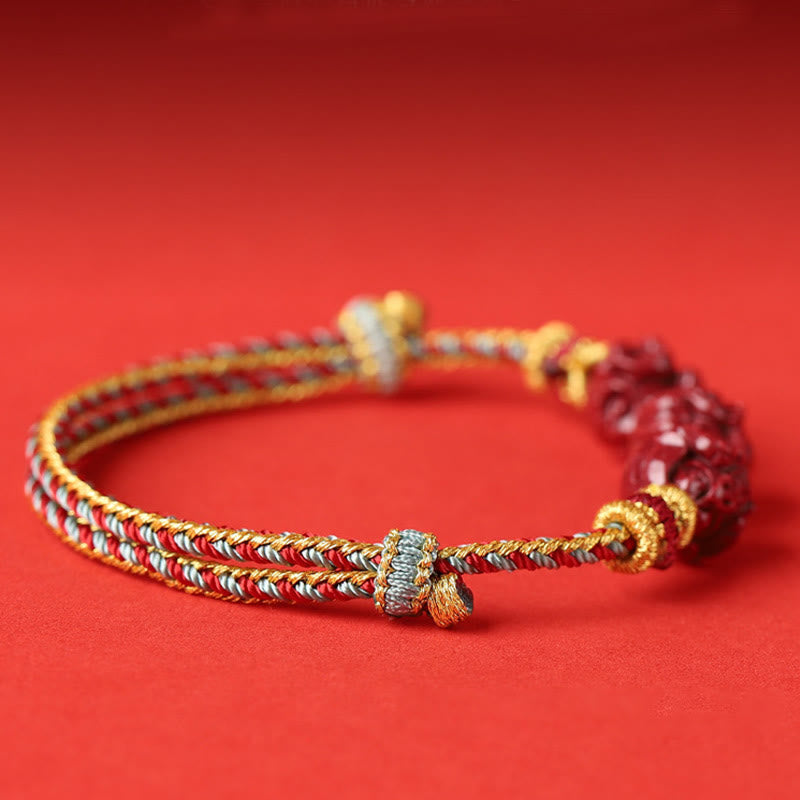 Handmade Red String Cinnabar Chinese Zodiac Braided Blessing Bracelet