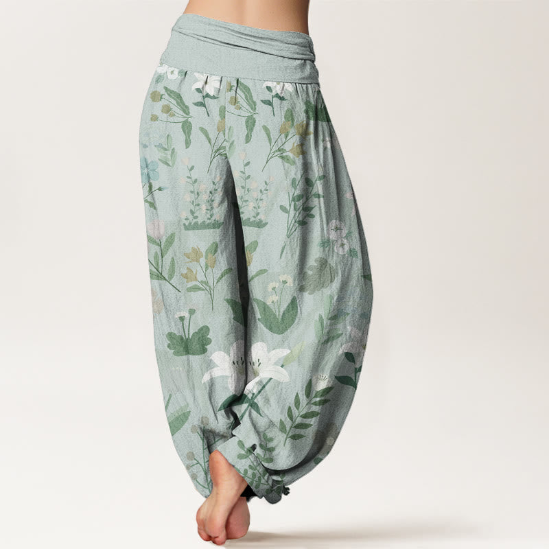 Casual Flower Plant Lily Women's Elastic Waist Harem Pants