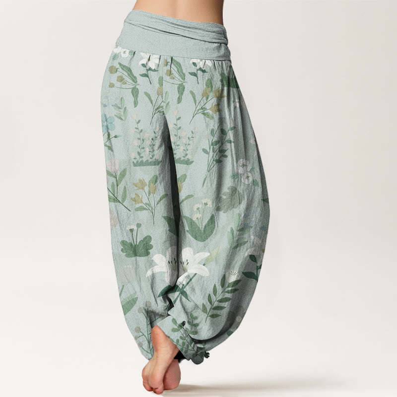 Casual Flower Plant Lily Women's Elastic Waist Harem Pants
