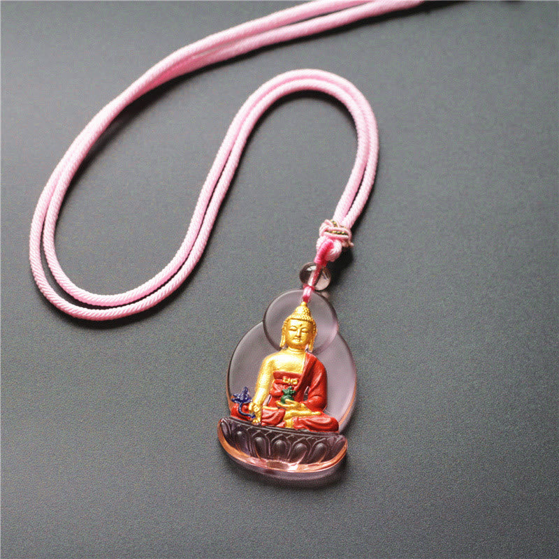 Tibet Medicine mystic zen Liuli Crystal Compassion Necklace Pendant