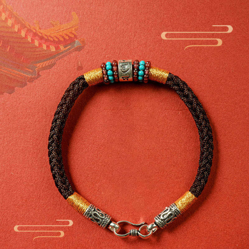 Red String Black String Six True Words 925 Sterling Silver Connection Bracelet