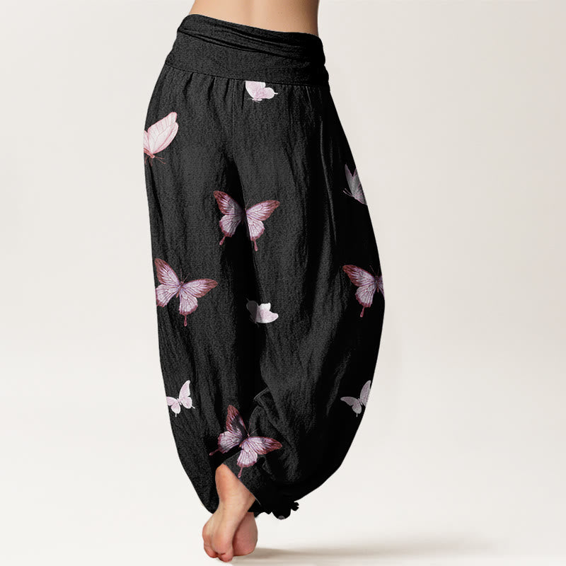 Butterfly Pattern Women's Elastic Waist Harem Pants