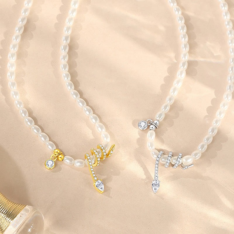 925 Sterling Silver Year Of The Snake Pearl Bracelet Necklace Pendant