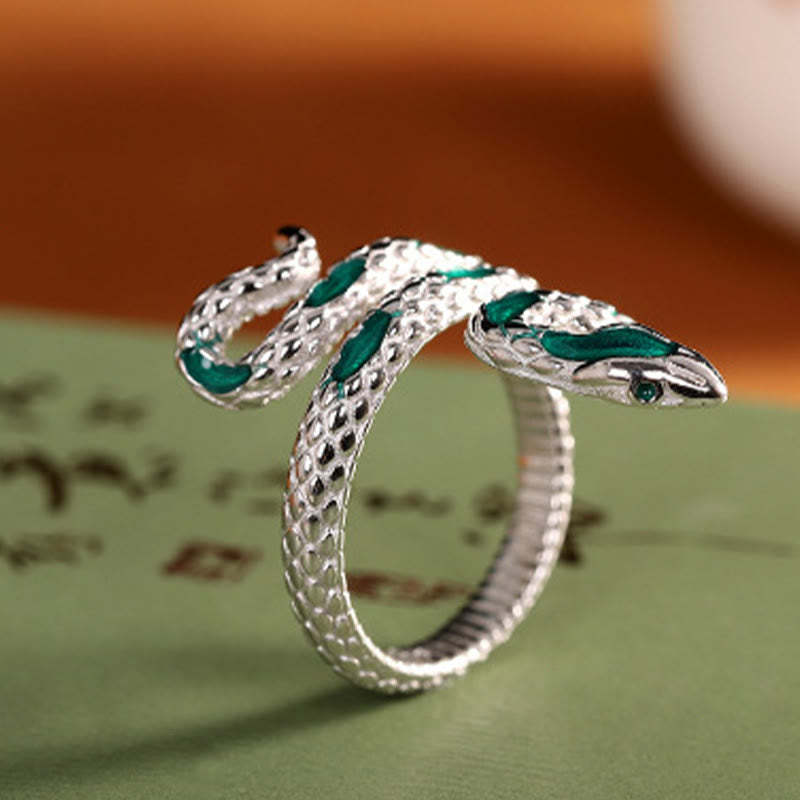 925 Sterling Silver Year Of The Snake Adjustable Blessing Ring