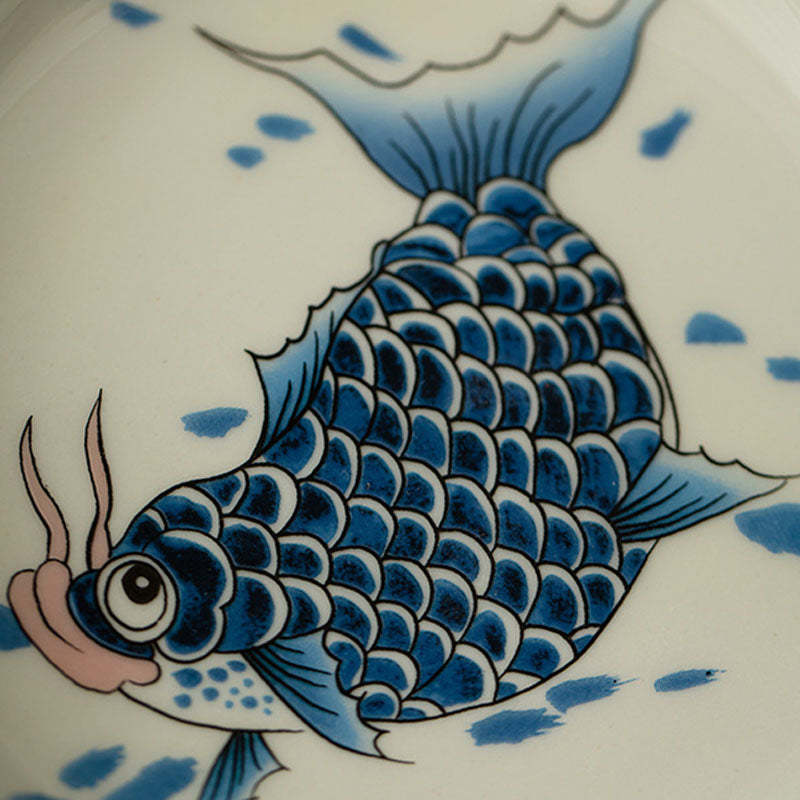Koi Fish Arowana Ceramic Gaiwan Sancai Teacup Kung Fu Tea Cup With Lid 130ml