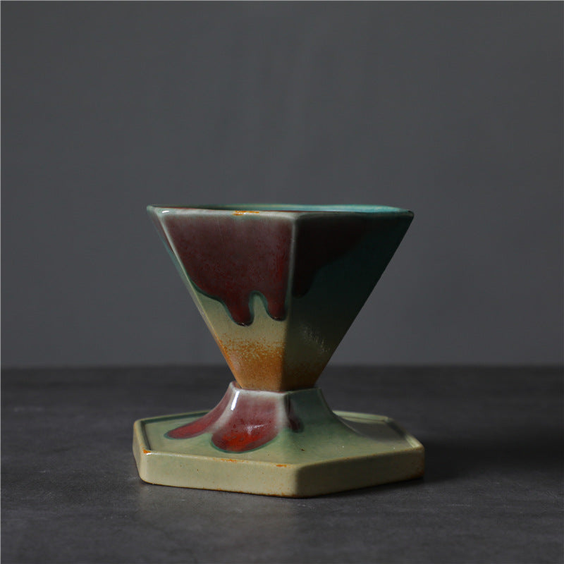 Hexagon Design Ceramic Tea Coffee Mug Coffee Cup With Base 170ml