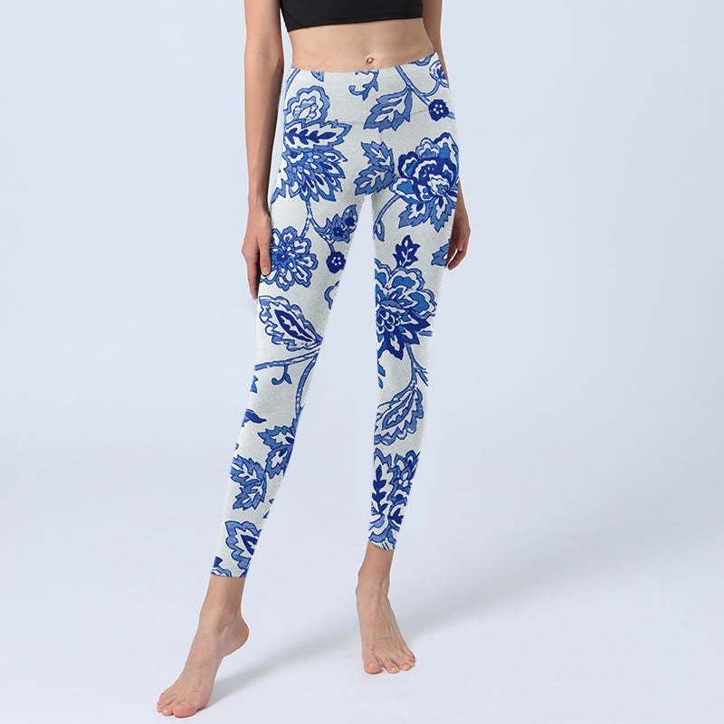 Flowers Print Gym Leggings Women's Yoga Pants