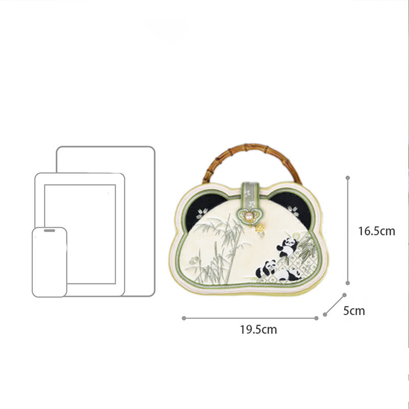 Panda Bamboo Embroidery Pearl Chain Chinese Knot Tassel Crossbody Bag Handbags