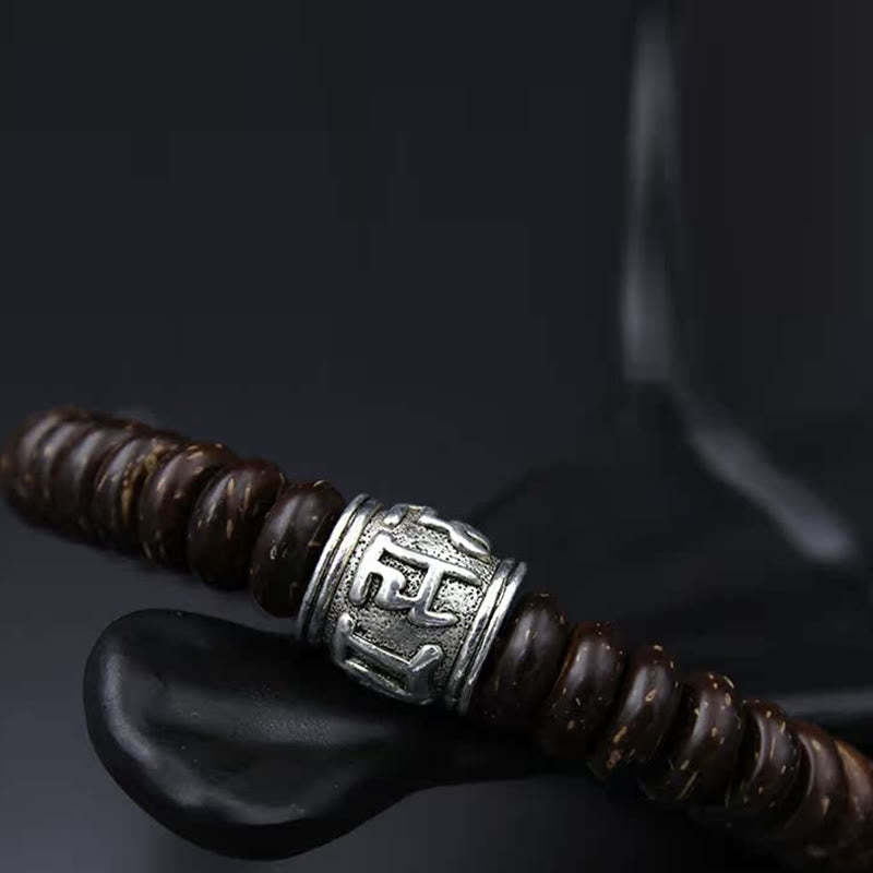 Natural Tibetan Coconut Shell Om Mani Padme Hum Positive Bracelet