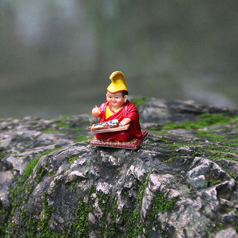 Hand Painted Tibetan Lama Figures Carved Creative Home Office Car Decoration Ornament