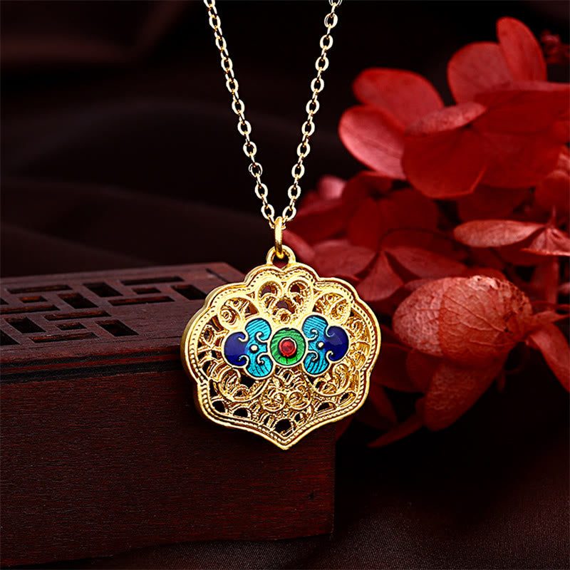 Tibet Auspicious Clouds Copper Luck Necklace Pendant