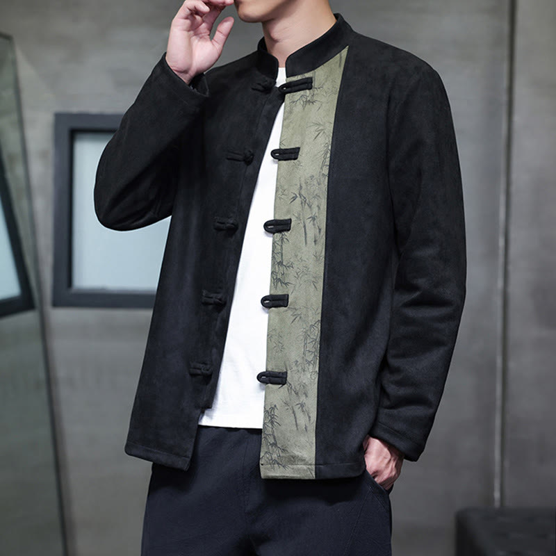 Men's Frog-button Tang Suit Bamboo Corduroy Cotton Jacket Shirt