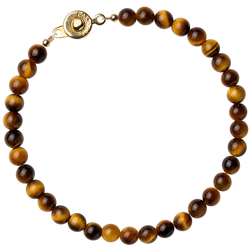 14K Gold Plated Natural Tiger Eye Stone Courage Protection Bracelet