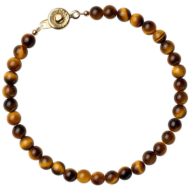 14K Gold Plated Natural Tiger Eye Stone Courage Protection Bracelet