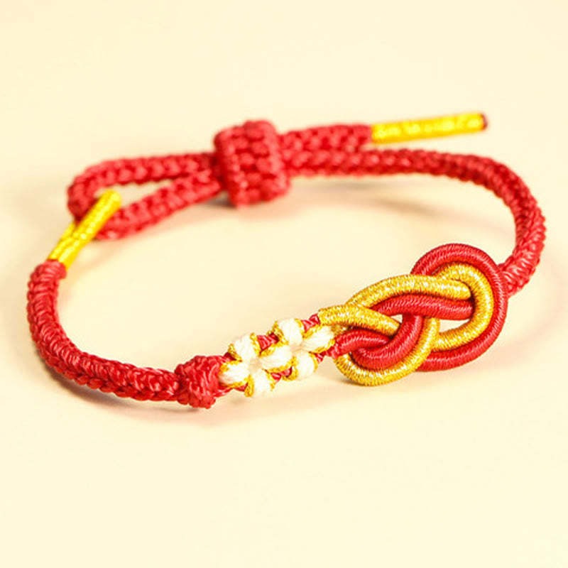 Handcrafted Eight Thread Peace Knot Peach Blossom Knot Luck Connection Bracelet