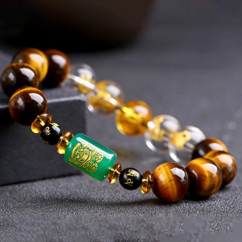 Chinese Zodiac Tiger Eye White Crystal Courage Bracelet