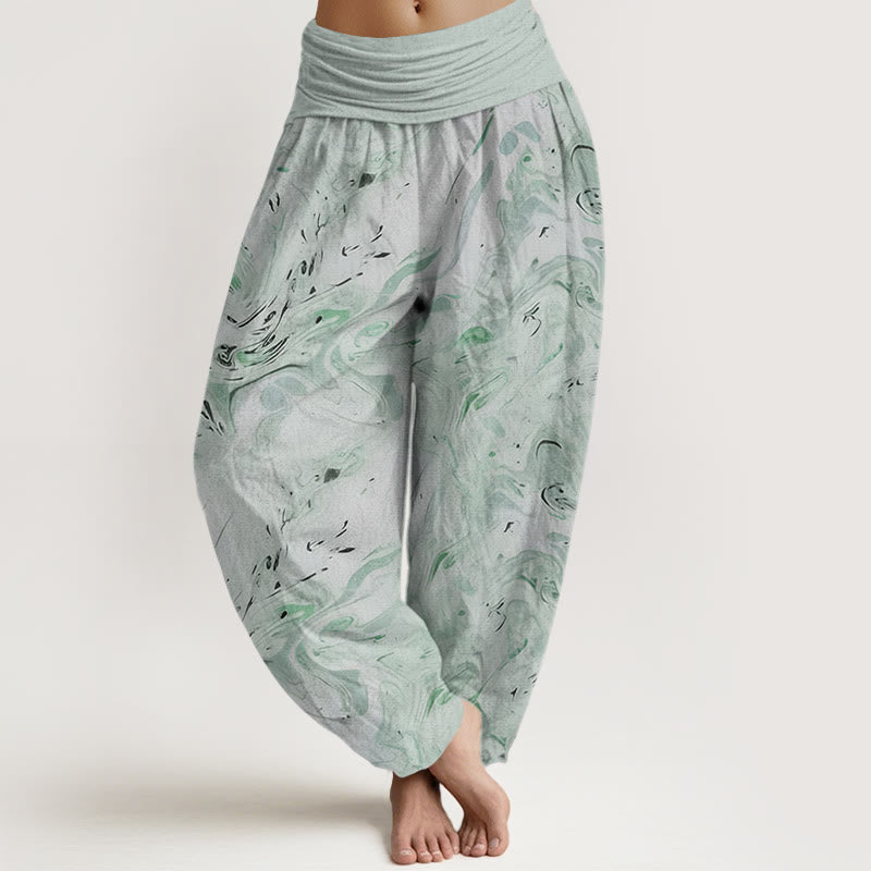 Flow Wind Pattern Women's Elastic Waist Harem Pants