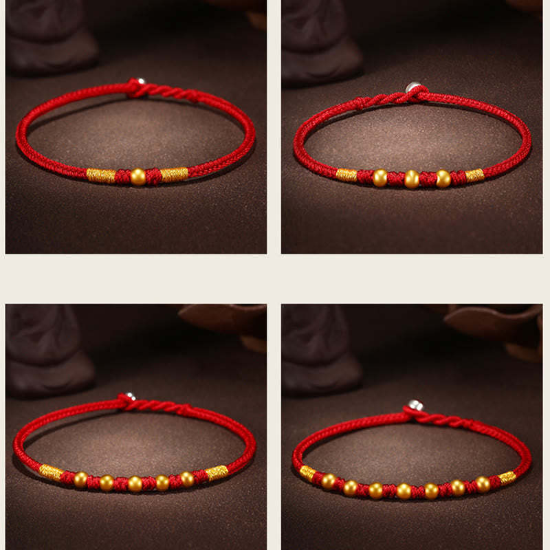 999 Gold Beads Luck King Kong Knot Handmade Braided Protection Bracelet