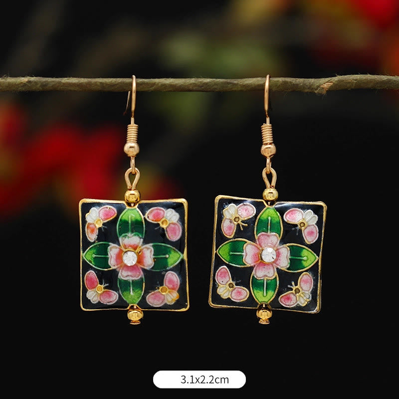 Lotus Butterfly Flower Alloy Copper Enlightenment Drop Earrings