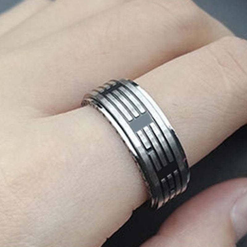Bagua Yin Yang Titanium Steel Balance Rotatable Ring