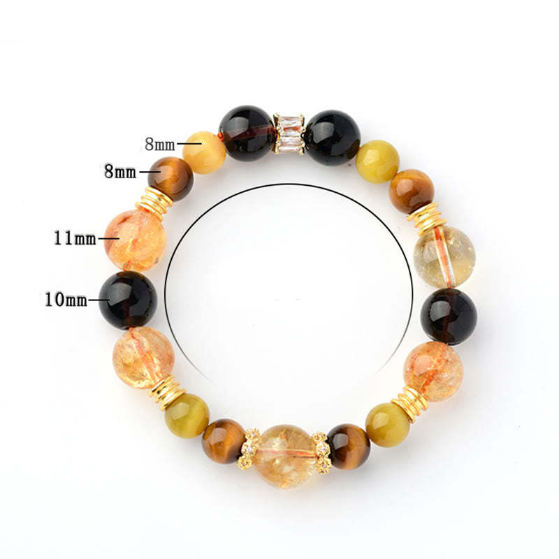Natural Citrine Smoky Quartz Tiger Eye Duobao Crystal Prosperity Bracelet