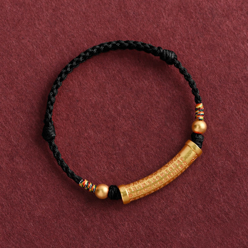 Handmade Alloy Heart Sutra Protection?Strength?Rope Bracelet Anklet