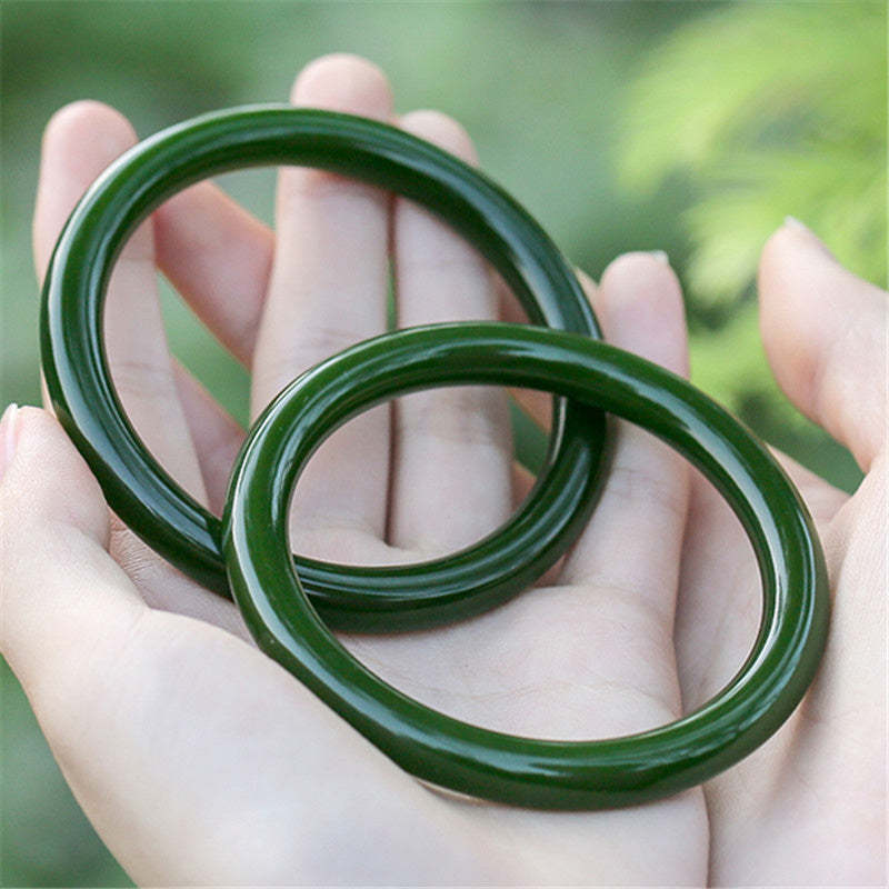 Cyan Jade Longevity Blessing Bangle Bracelet