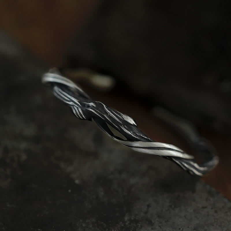 999 Sterling Silver Driftwood Cuff Bracelet Bangle