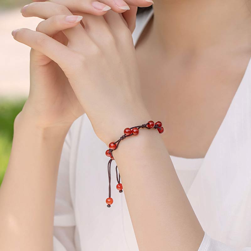 Red Agate Moss Agate Cinnabar Calm Bracelet
