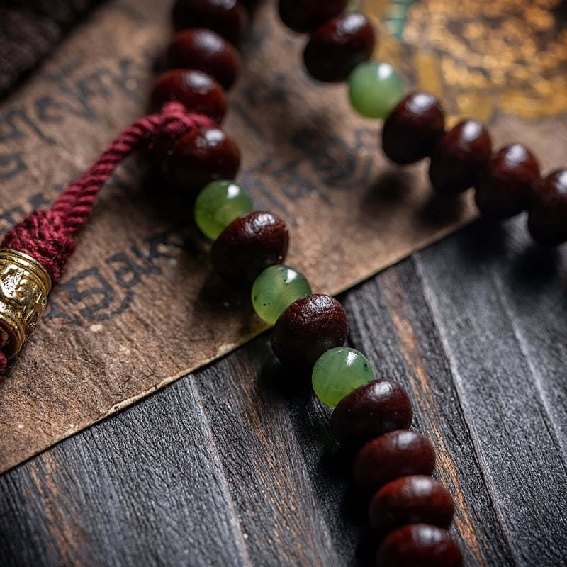 Natural Tibet 108 Mala Beads Purple Bodhi Seed Hetian Cyan Jade Copper Dorje Peace Bracelet
