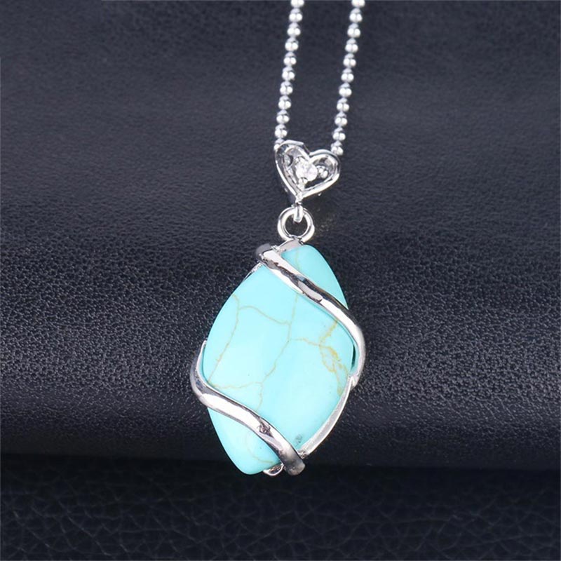Marquise Pattern Natural Crystal Stone Charm Necklace Pendant